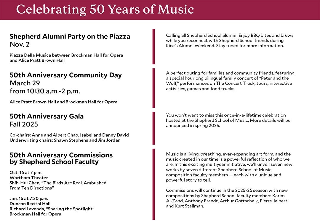 Rice s Shepherd School Of Music Announces 2024 25 Season Rice News News And Media Relations Rice University