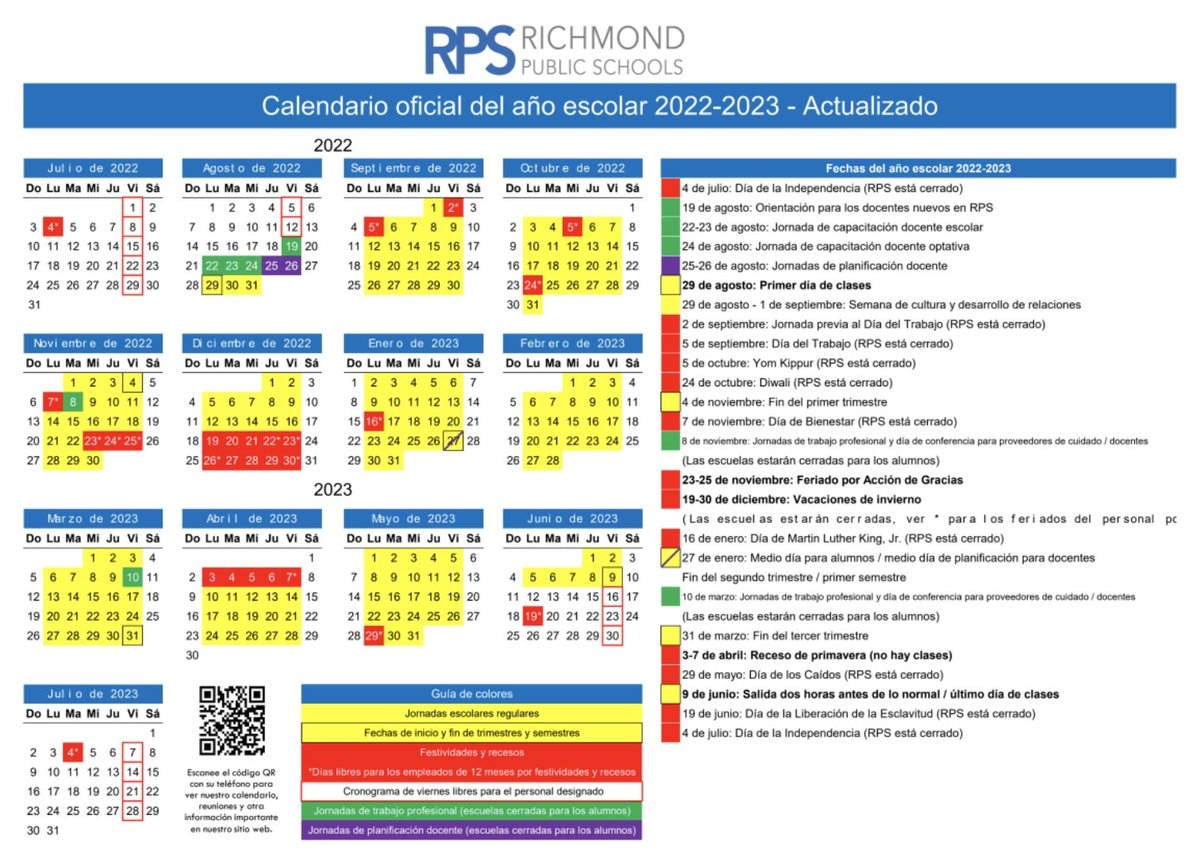Richmond Public Schools On X Our Revised 2022 23 Calendar Is Now Available For Downloading Click The Links Below To Access A PDF Version You Can Print Out And Hang Up At Home 