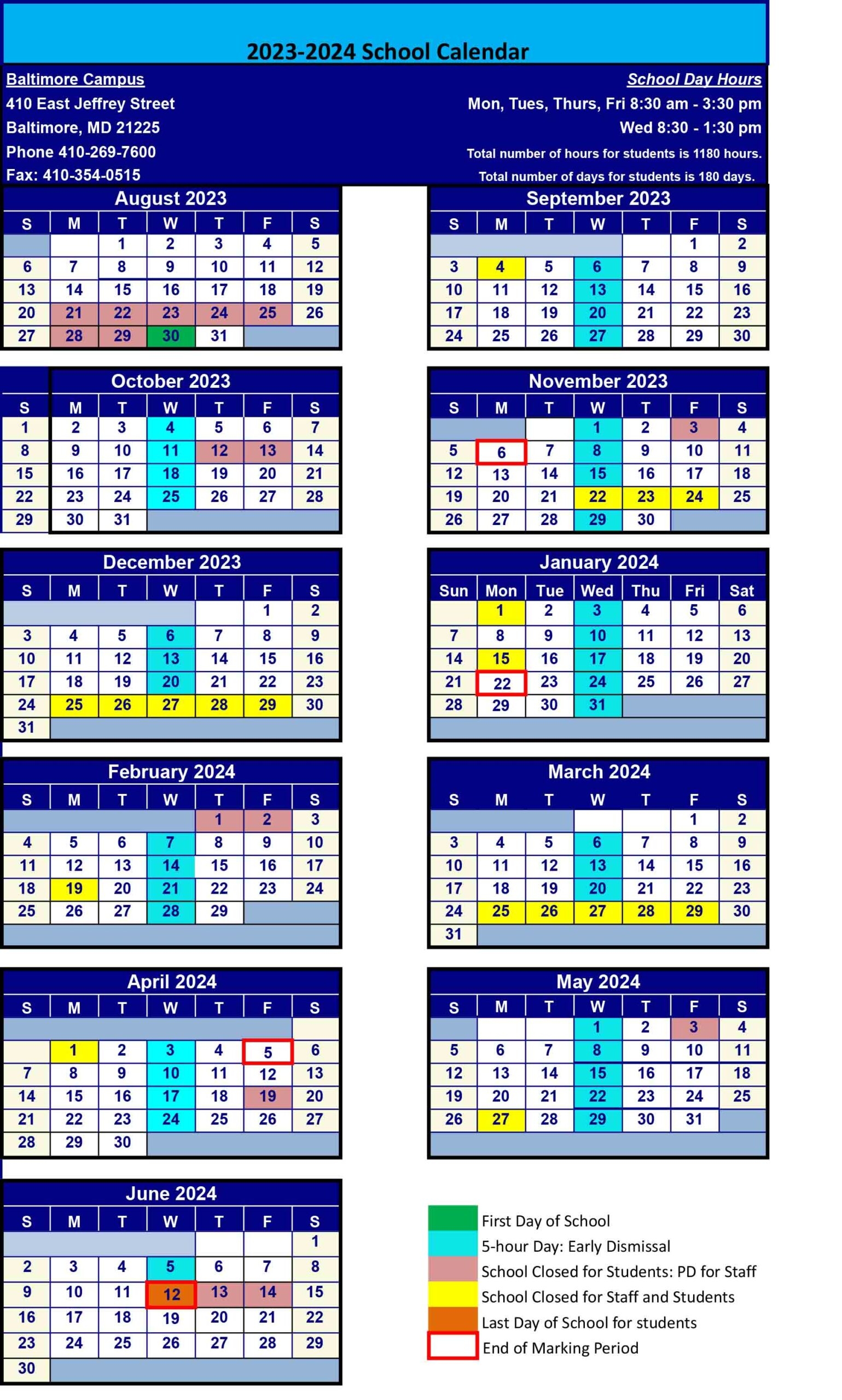 School Calendar Children s Guild School Of Baltimore