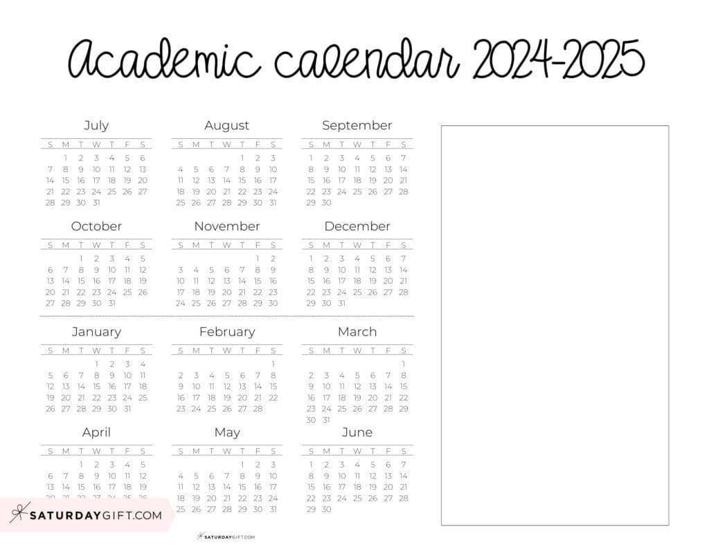 academic calendar 2024-2025