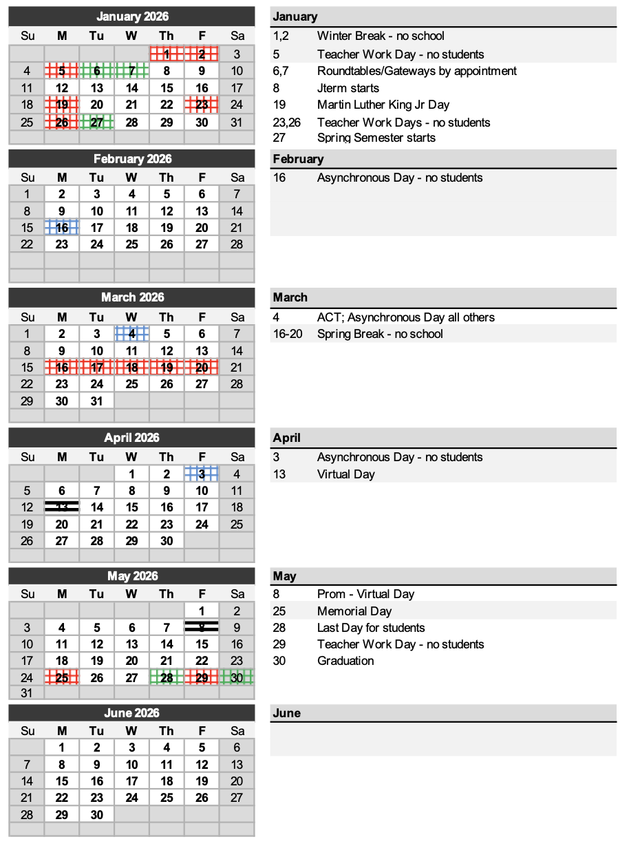 School Year Calendar Metro Early College High School