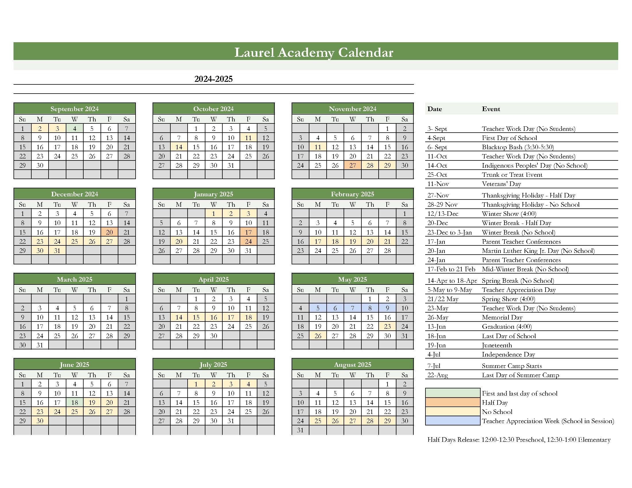 Seattle Private Schools Calendar Laurel Academy