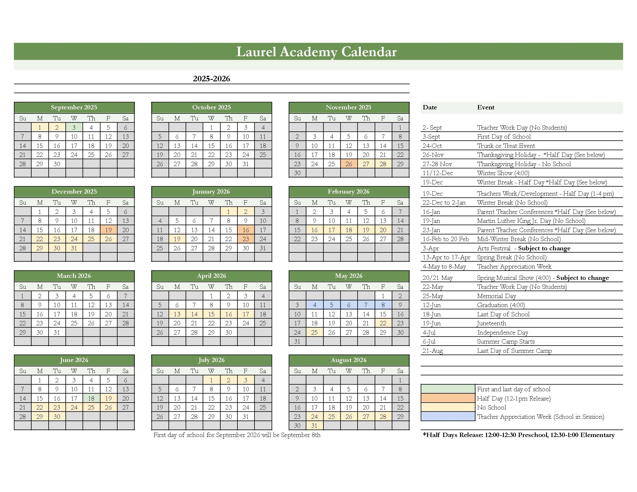 Seattle Private Schools Calendar Laurel Academy