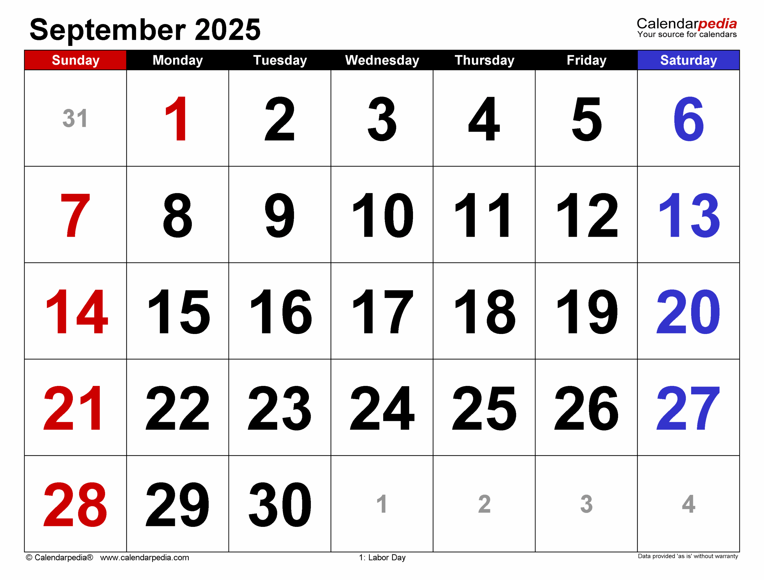 September 2025 Calendar with USA Holidays