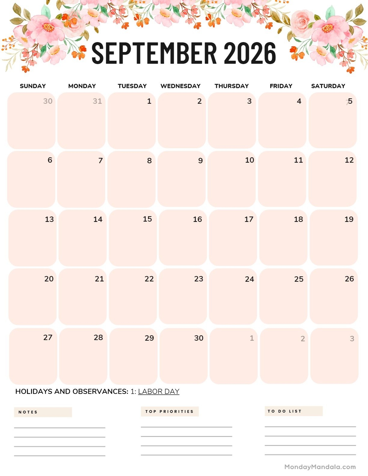 September 2026 Calendars 52 Free PDF Printables 