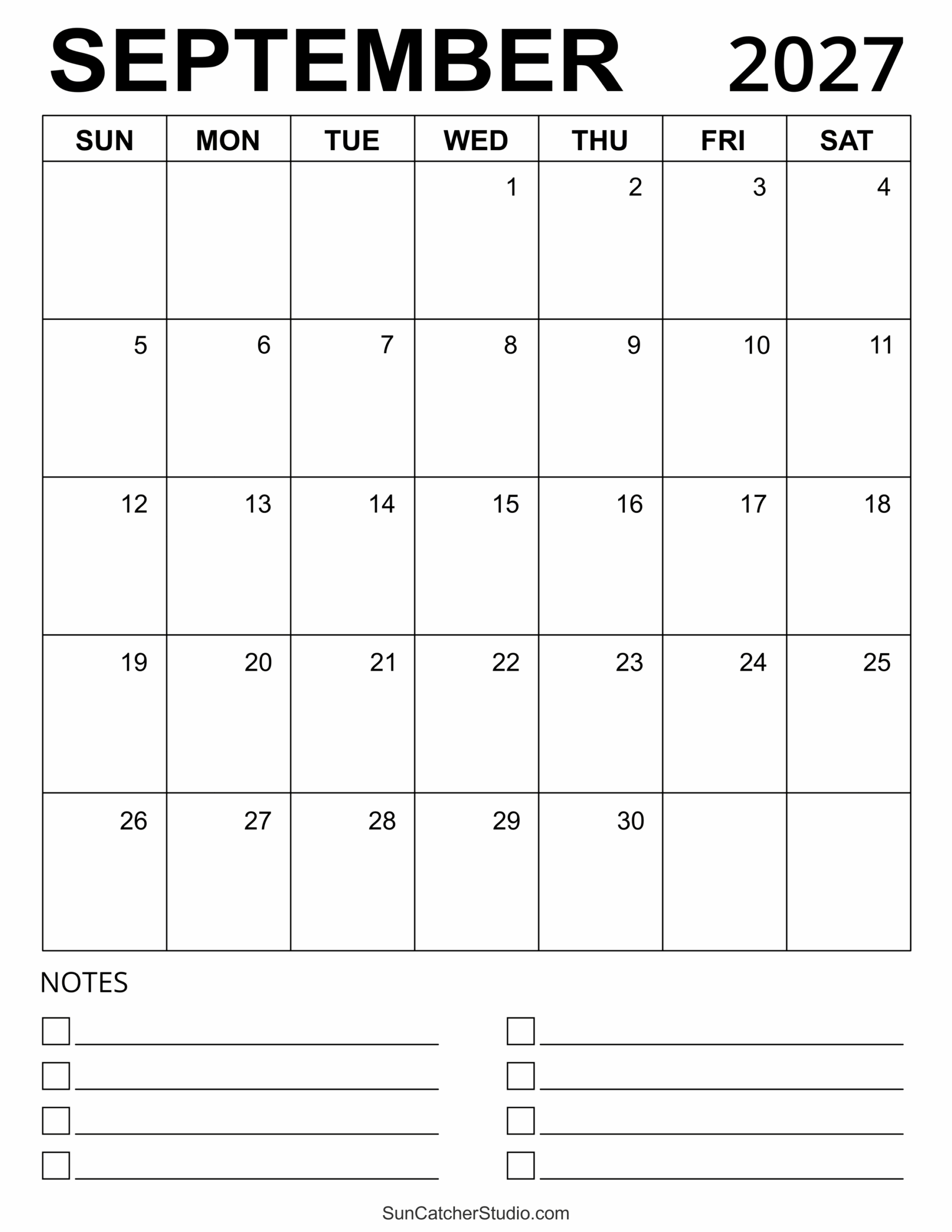 September 2027 Calendar Free Printable Free Printables Monograms Design Tools Patterns DIY Projects