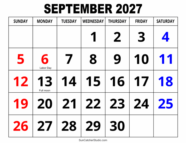 September 2027 Calendar Free Printable Free Printables Monograms Design Tools Patterns DIY Projects