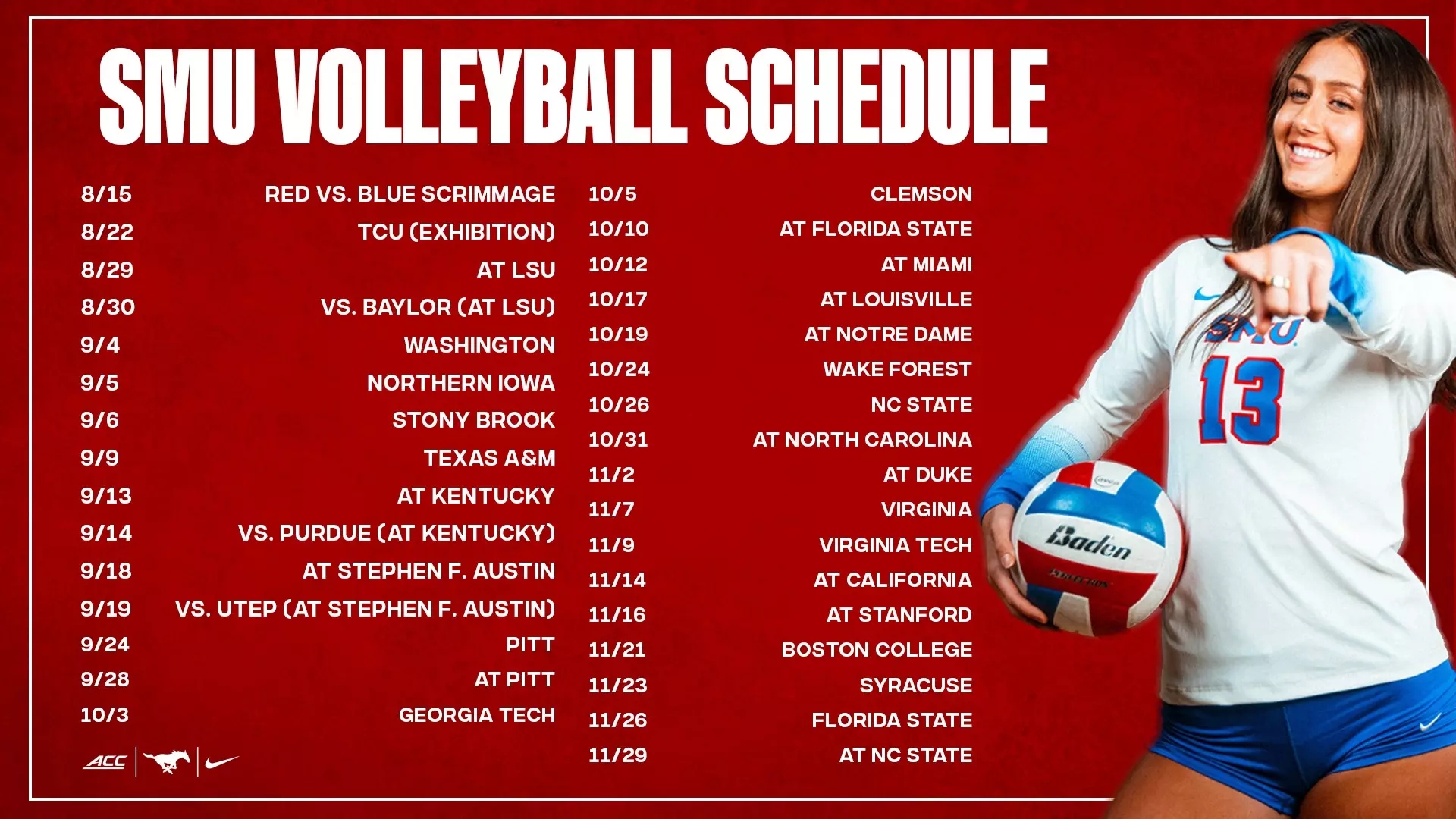 SMU Announces Complete 2025 Volleyball Schedule SMU Athletics