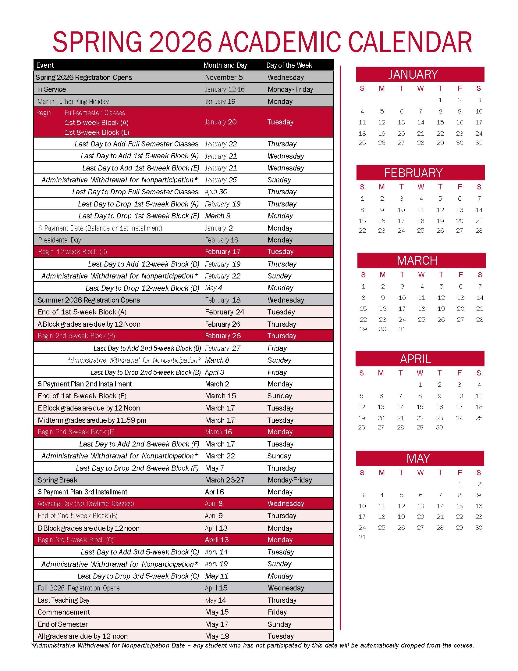 Spring 2026 Academic Calendar Western Wyoming Community College Modern Campus Catalog 
