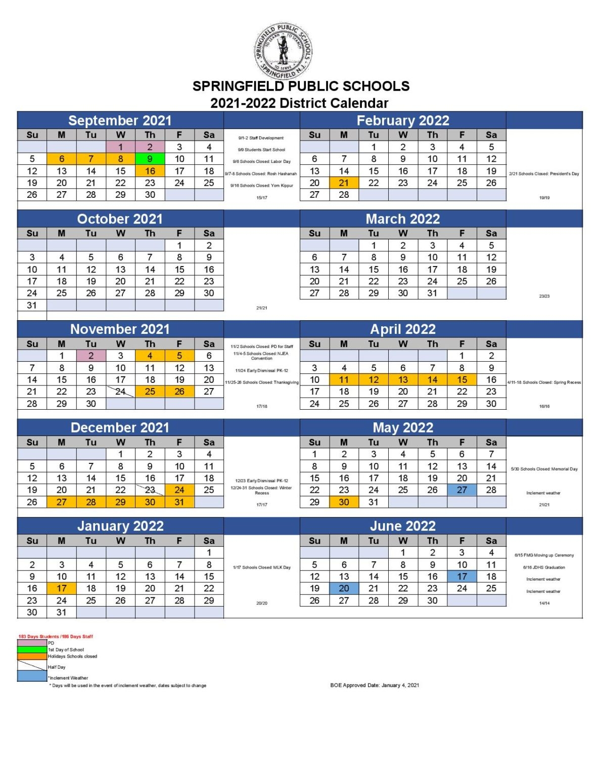 Springfield District Calendar Www lx iriss uk