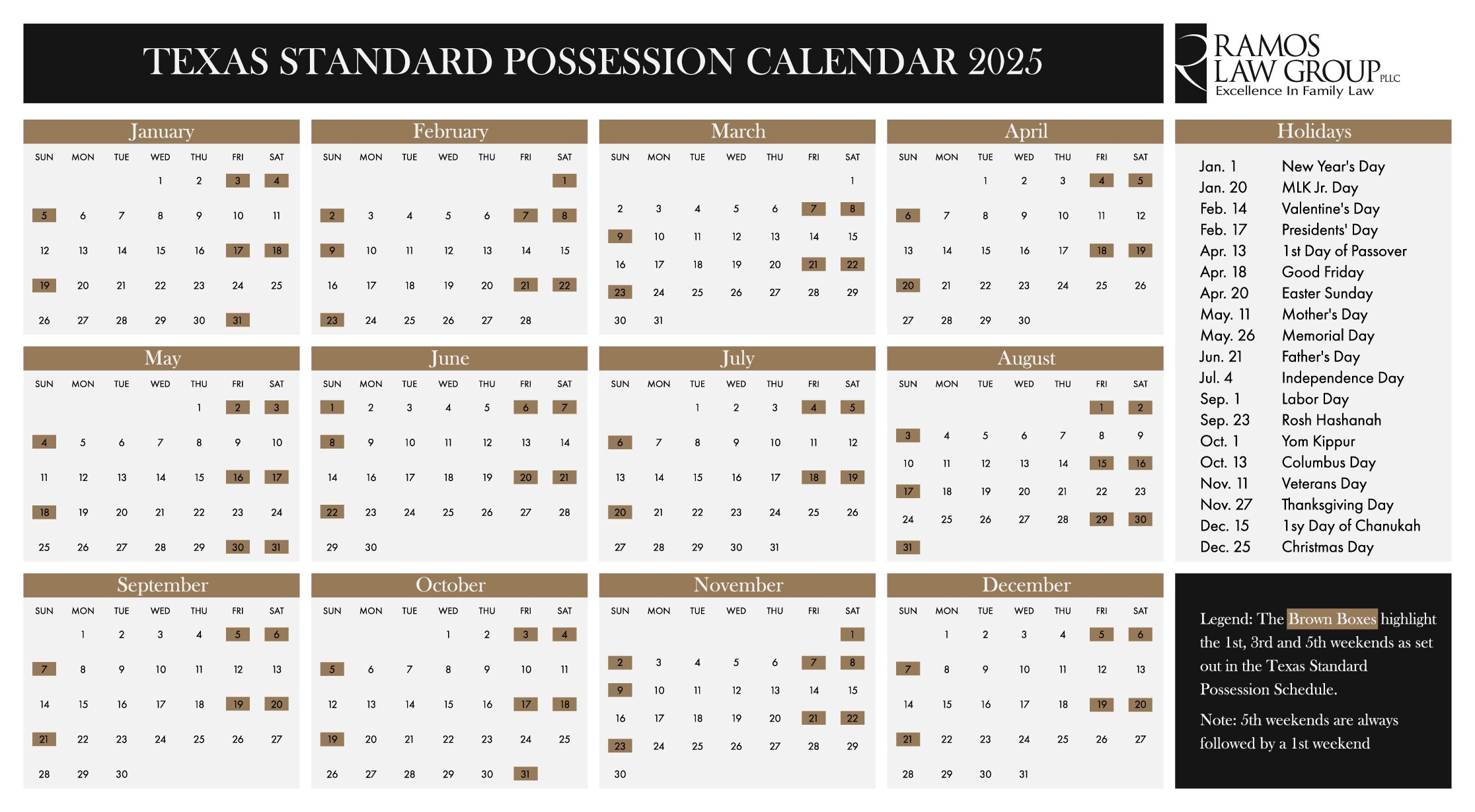 Standard Possession Order Calendar Ramos Law Group PLLC 