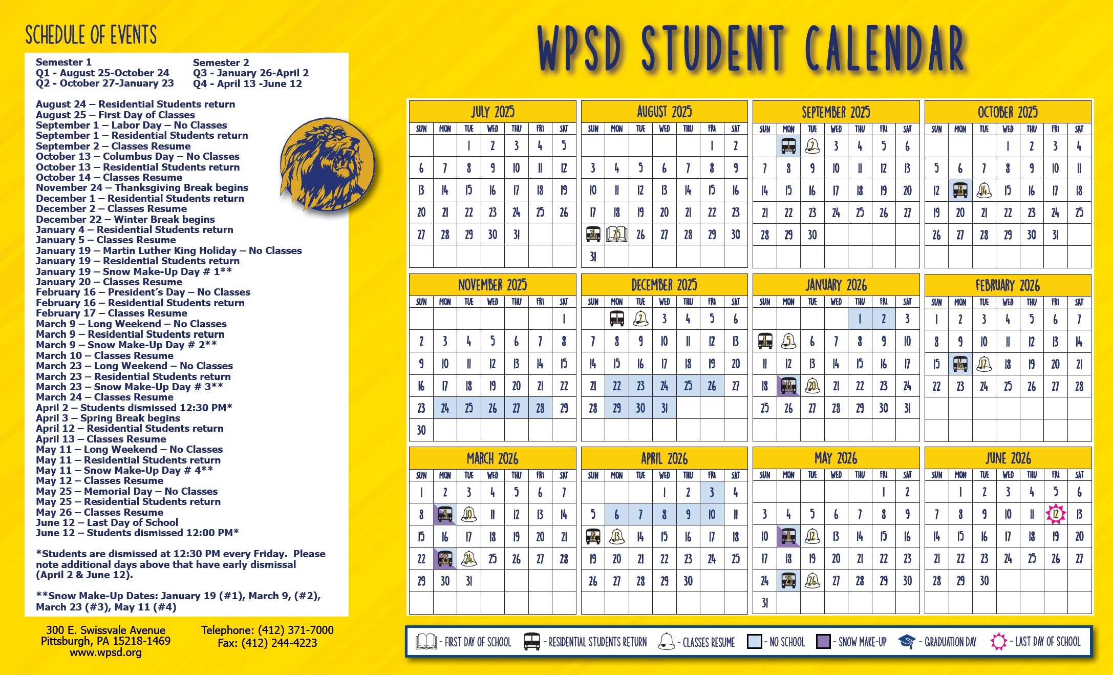 Student Calendar 2025 26 Western Pennsylvania School For The Deaf WPSD 