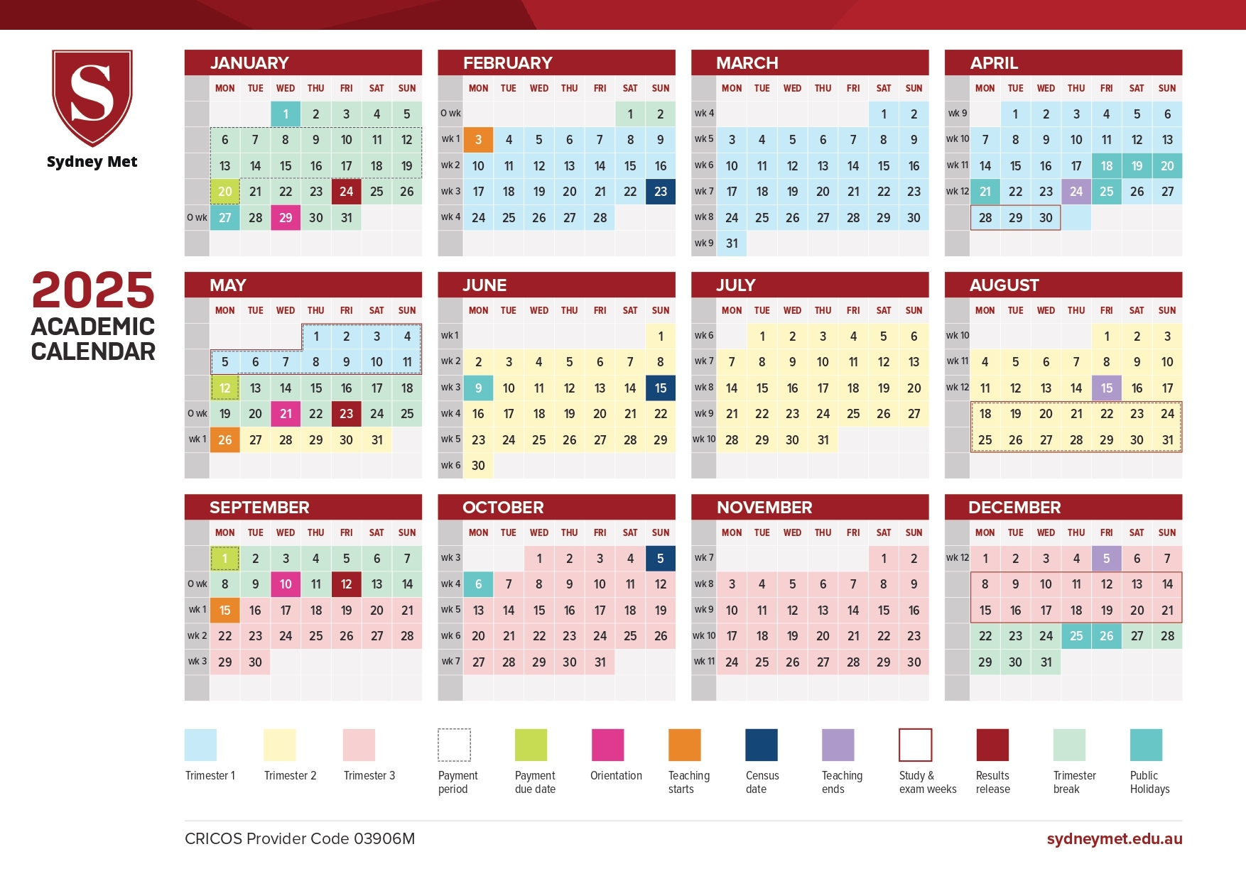 Sydney Met Academic Calendar Sydney Metropolitan Institute Of Technology
