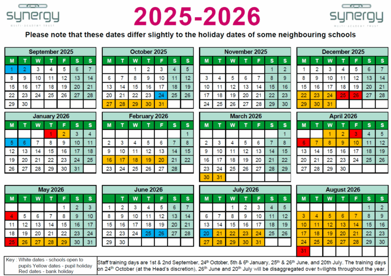 Synergy Multi Academy Trust Synergy Term Dates