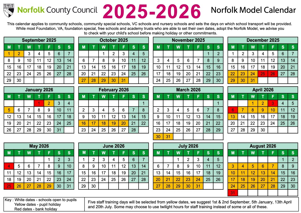 Term Dates Dereham Church Of England Junior Academy