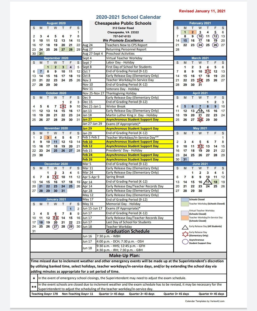 Treakle Elementary School On X Chesapeake Public Schools Has Updated The Calendar For The 2020 2021 School Year 6 Asynchronous Learning Days Have Been Added Https t co P4wmuDFRRg TES TreaklePride Https t co EDvt7qjXa2 X
