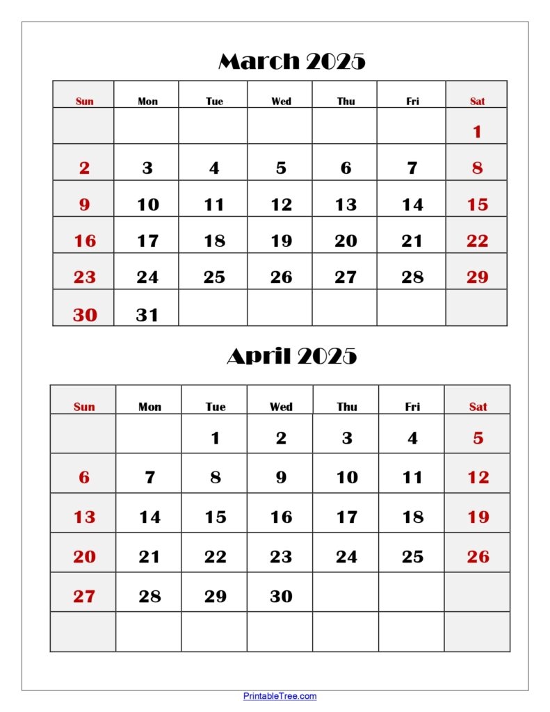 Two Months Calendar 2025 2026 Printable PDF Double Month Calendar