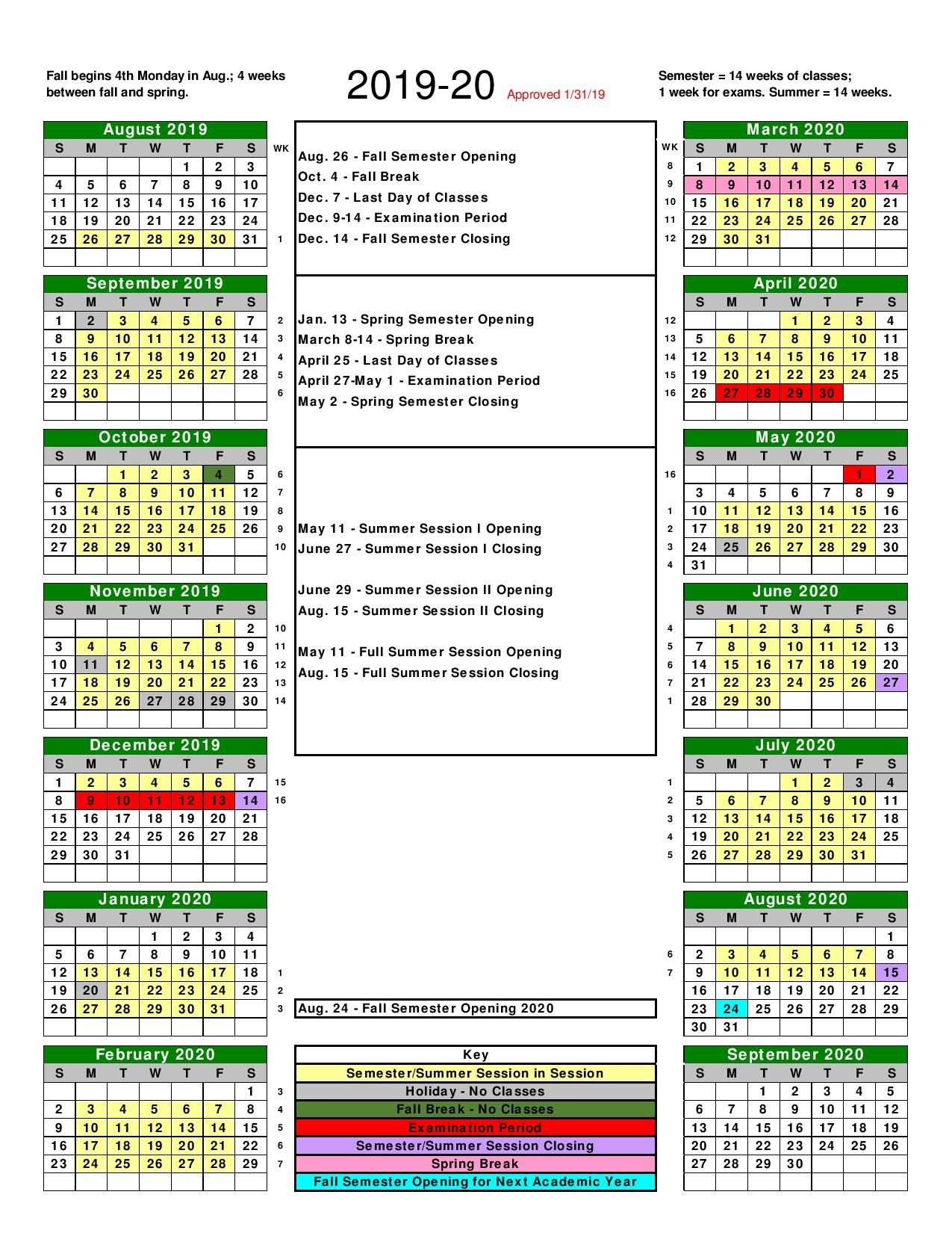 Ucf Spring Academic Calendar Customizable Calendar Ideas