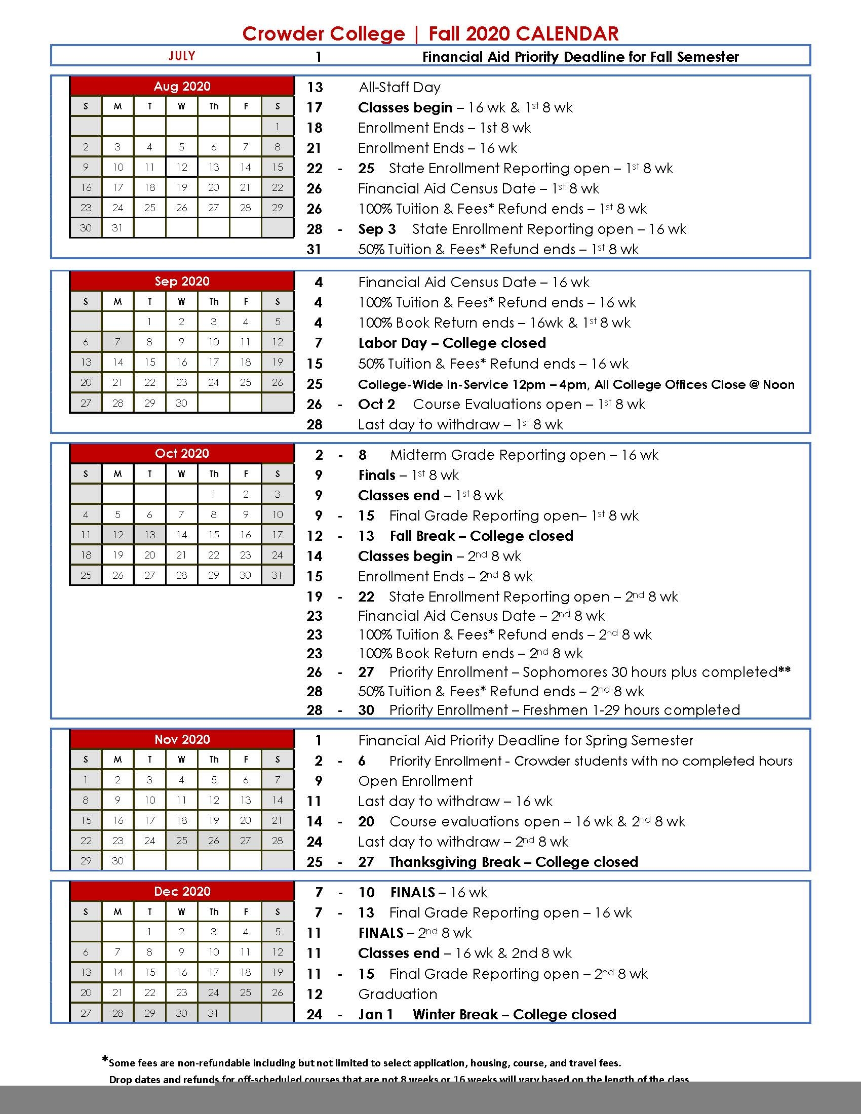 UARK fall 2025 calendar
