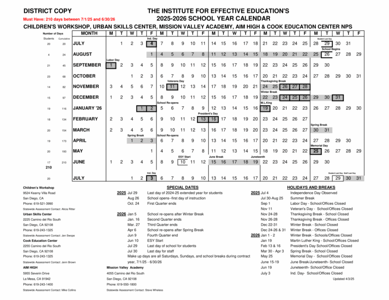 USC s 2025 2026 Calendar The Institute For Effective Education