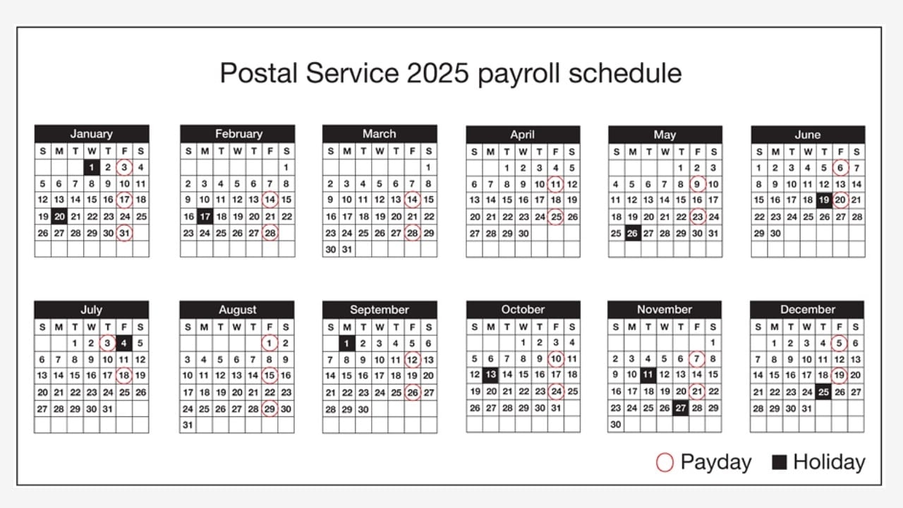 USPS Annual Calendar Shows The 2025 Payroll Schedule Ruralinfo