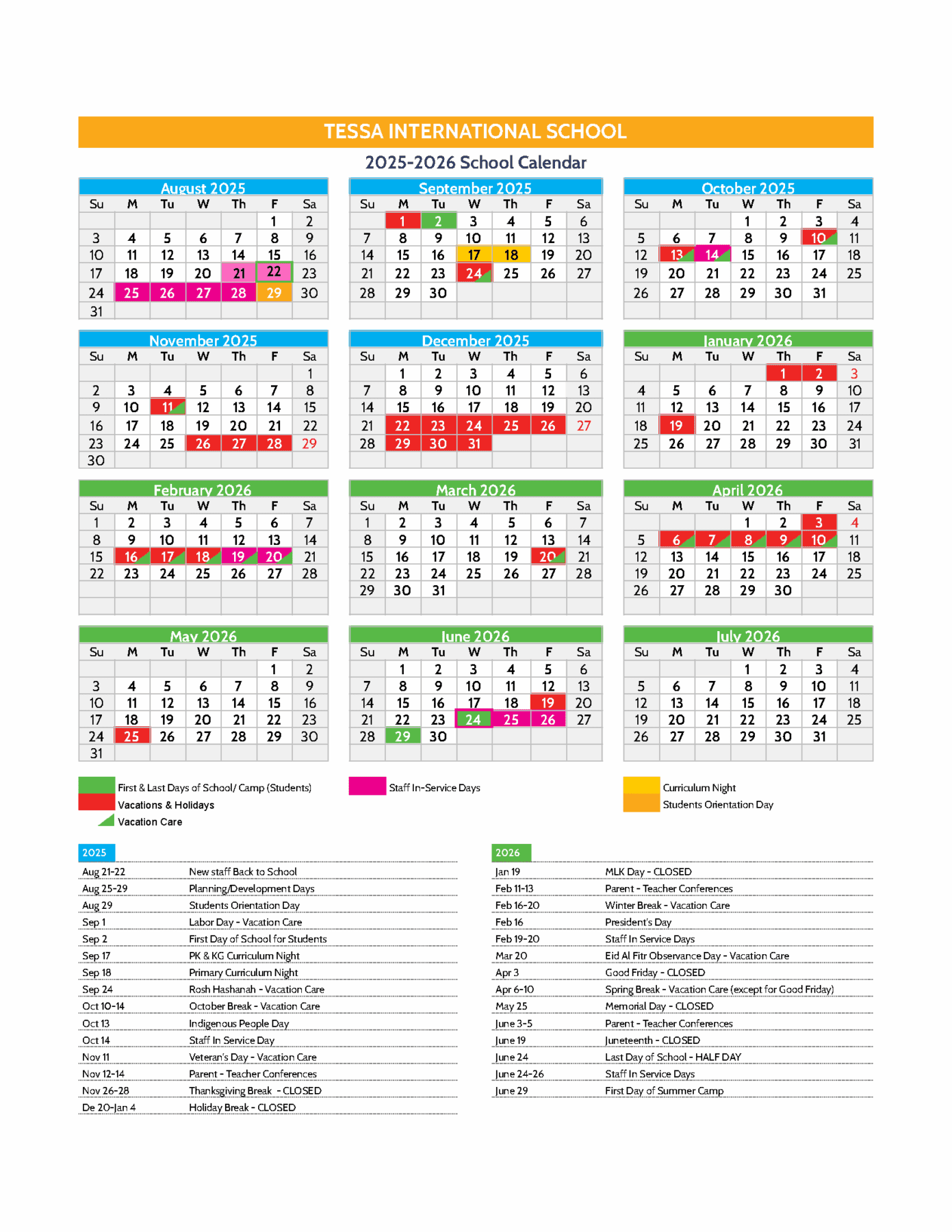 academic calendar 2025