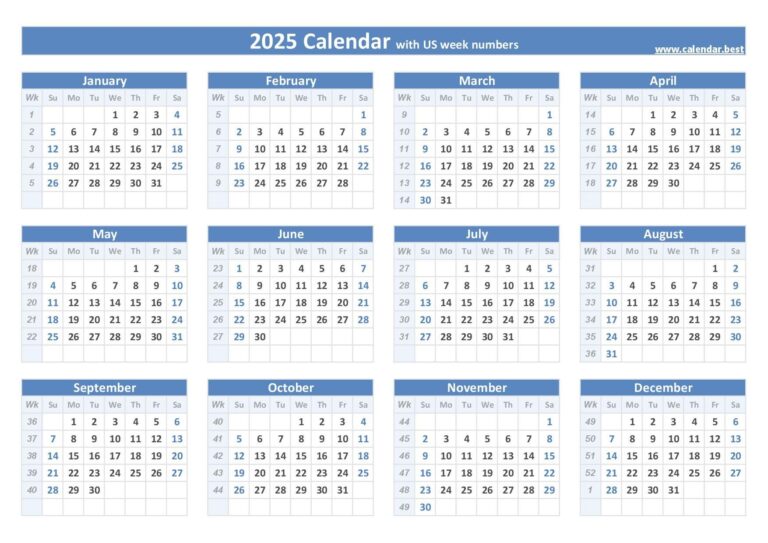 Week Numbers For 2025 List And Calendar Calendar best