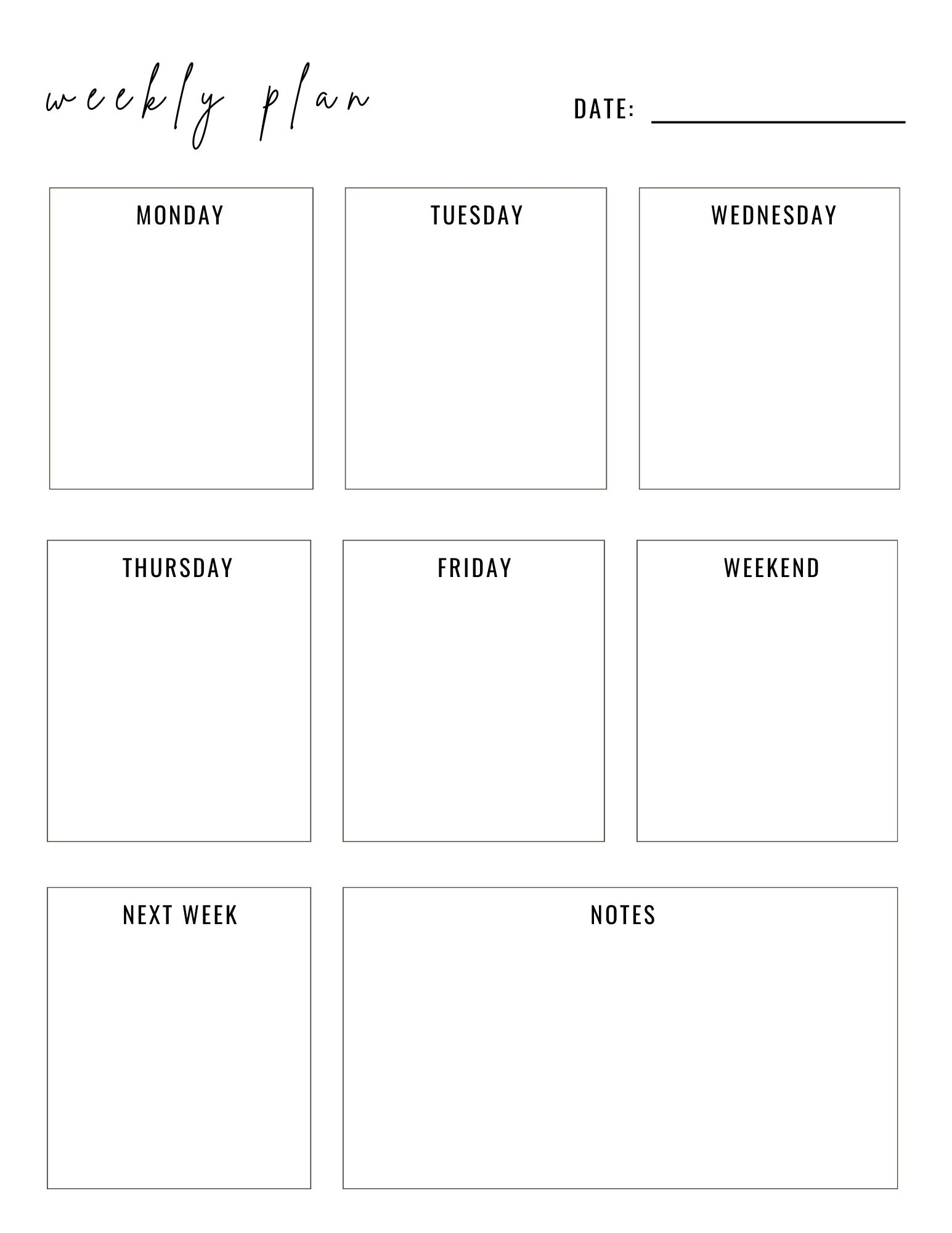 weekly planner templates