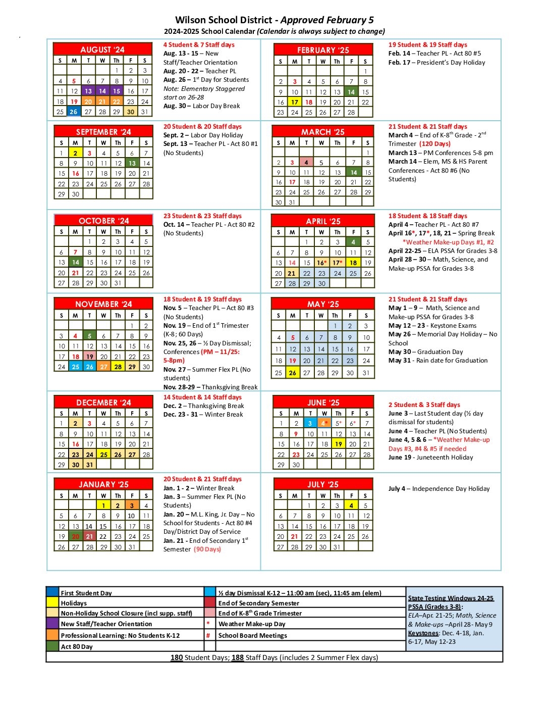 Wilson School District Calendar 2024 2025 Wilson School District