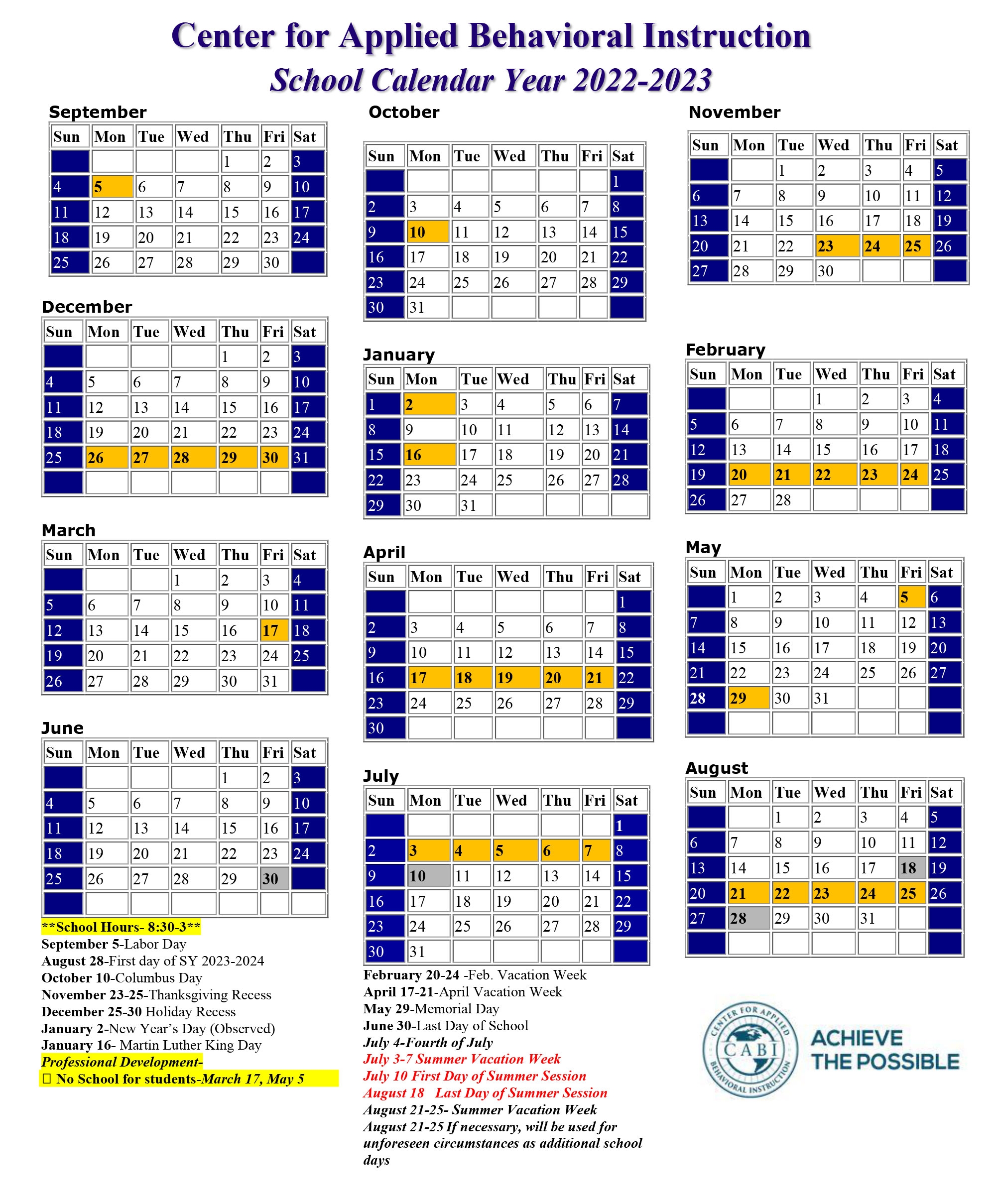 Worcester Public Calendar Printable