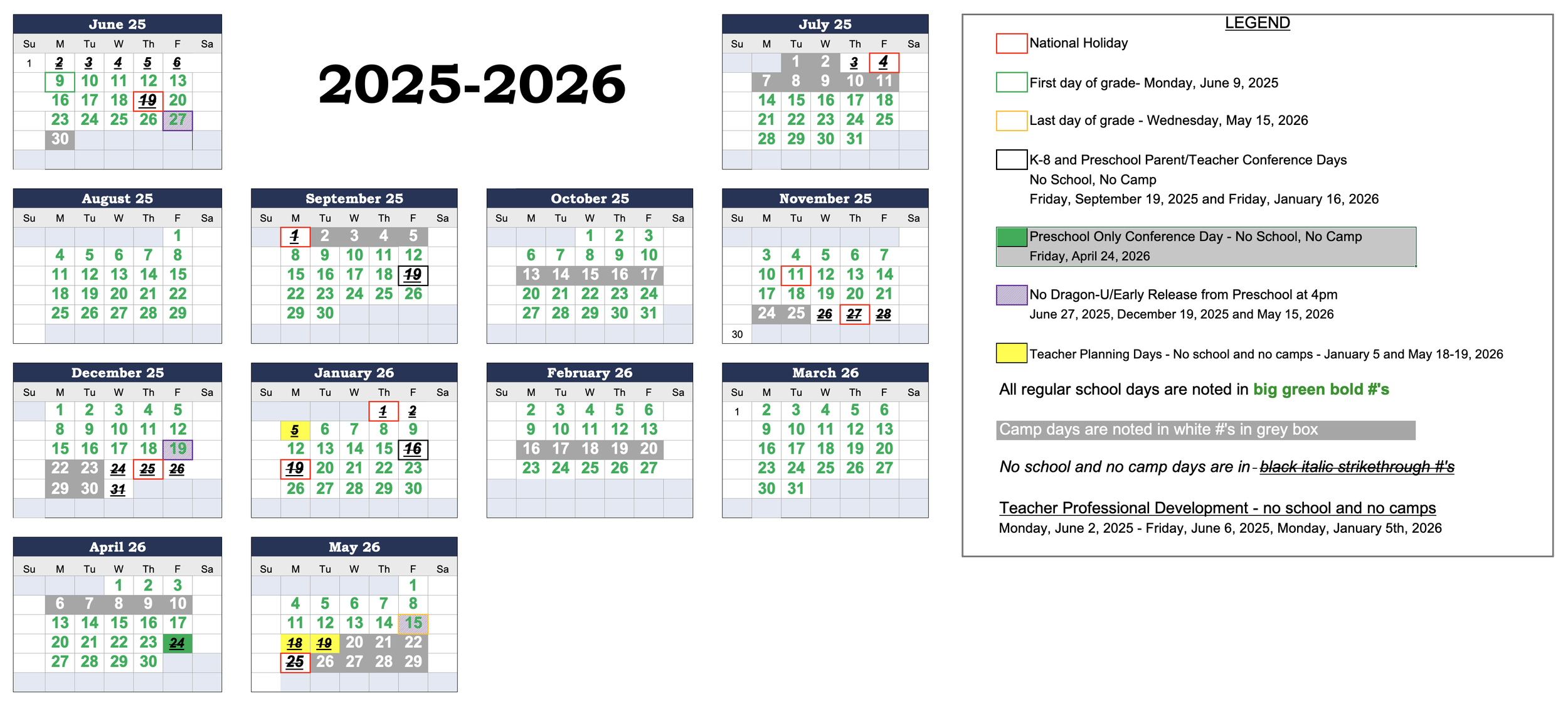 Year round Calendar The SAE School