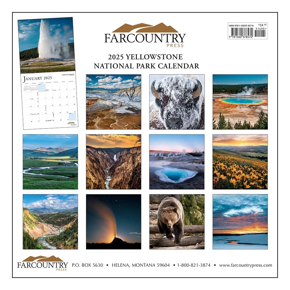 Yellowstone National Park 2025 Wall Calendar 12 X 24 Open 12 Month Calendar 2025 Farcountry Press 9781560378570 Amazon Books
