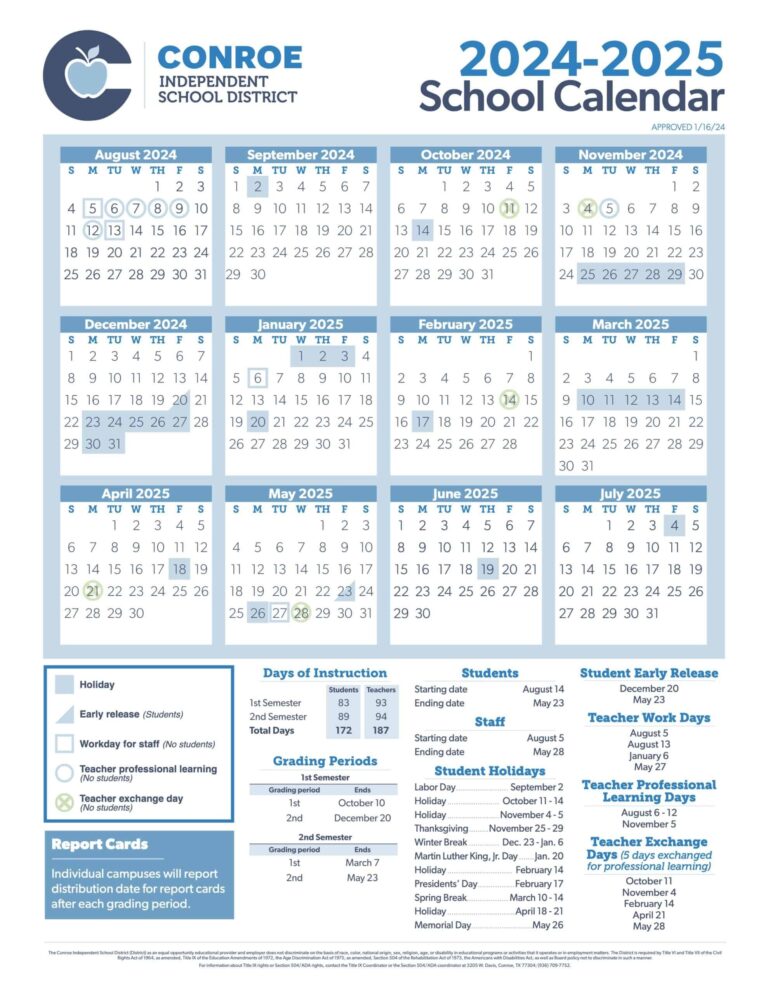 Conroe ISD Board Of Trustees Approve School Calendars For 2024 25 2025 26 Hello Woodlands