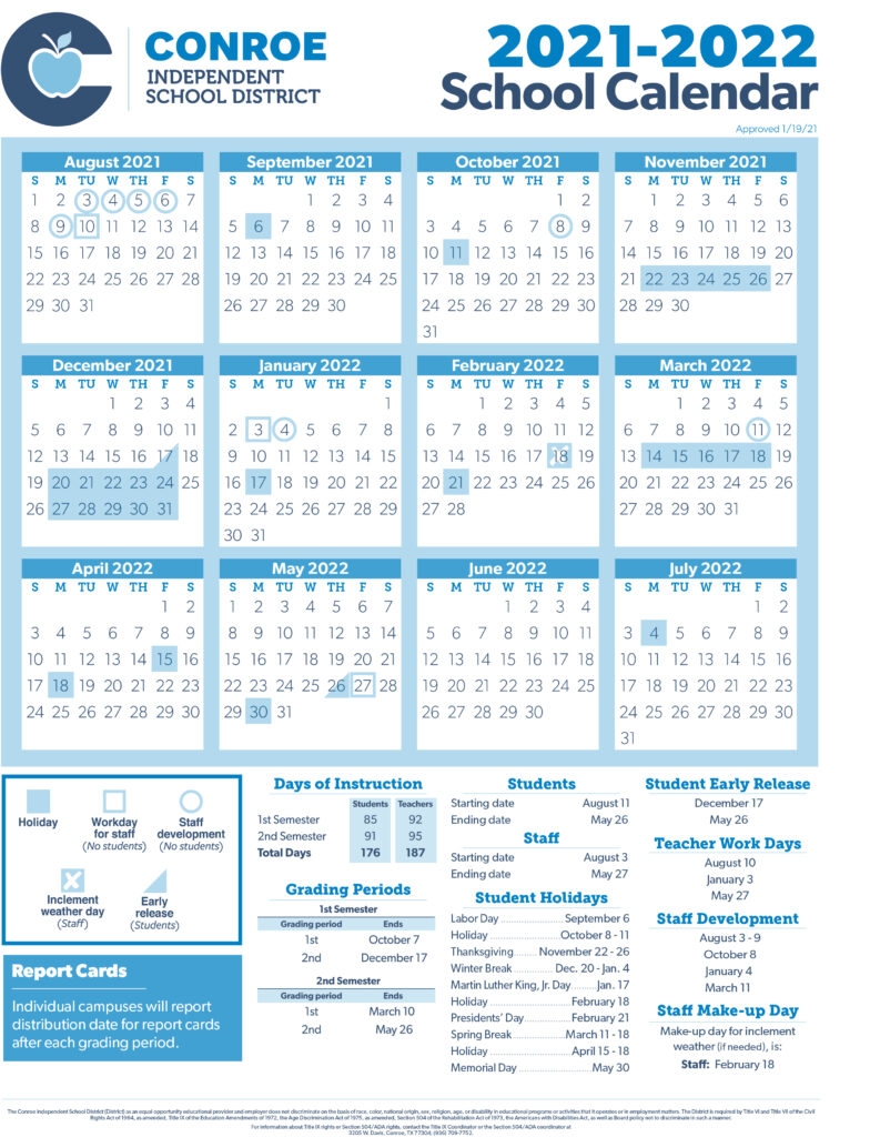 conroe isd calendar