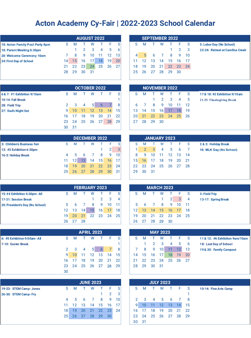 Cy Fair Holiday Calendar Printable Alphabet Charts
