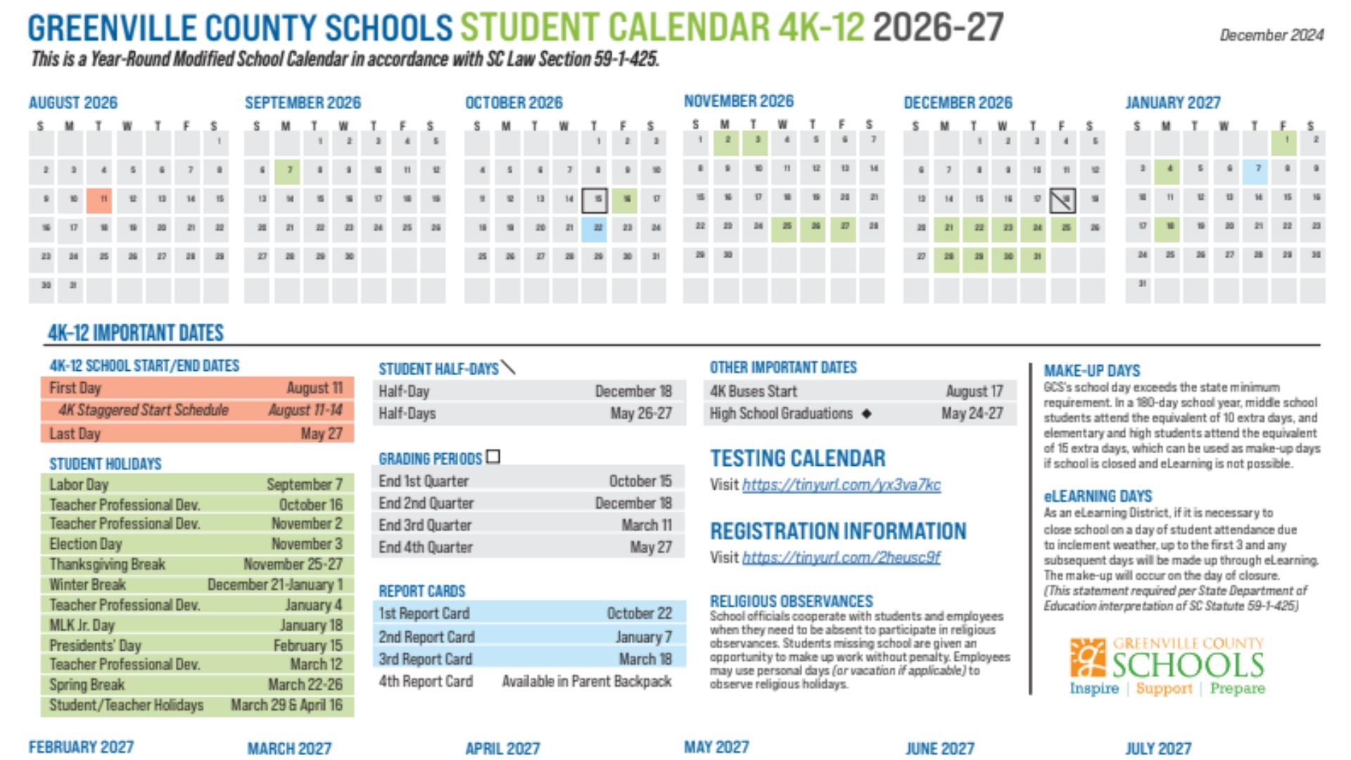 Greenville County Schools To Start School Later After New Calendar Released
