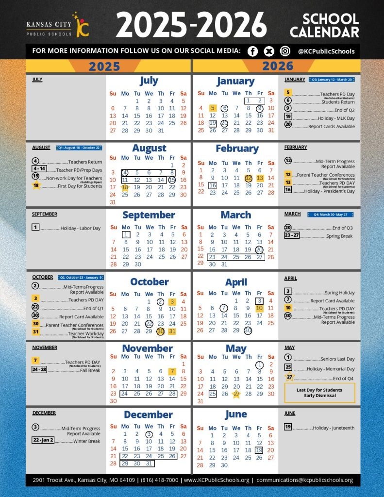 Kansas City Public Schools Calendar 2025 2026 Holidays
