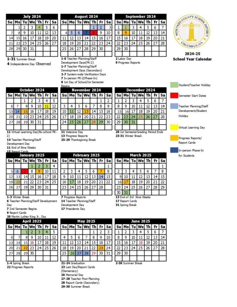 Muscogee County Schools Calendar For 2025 2026 Year