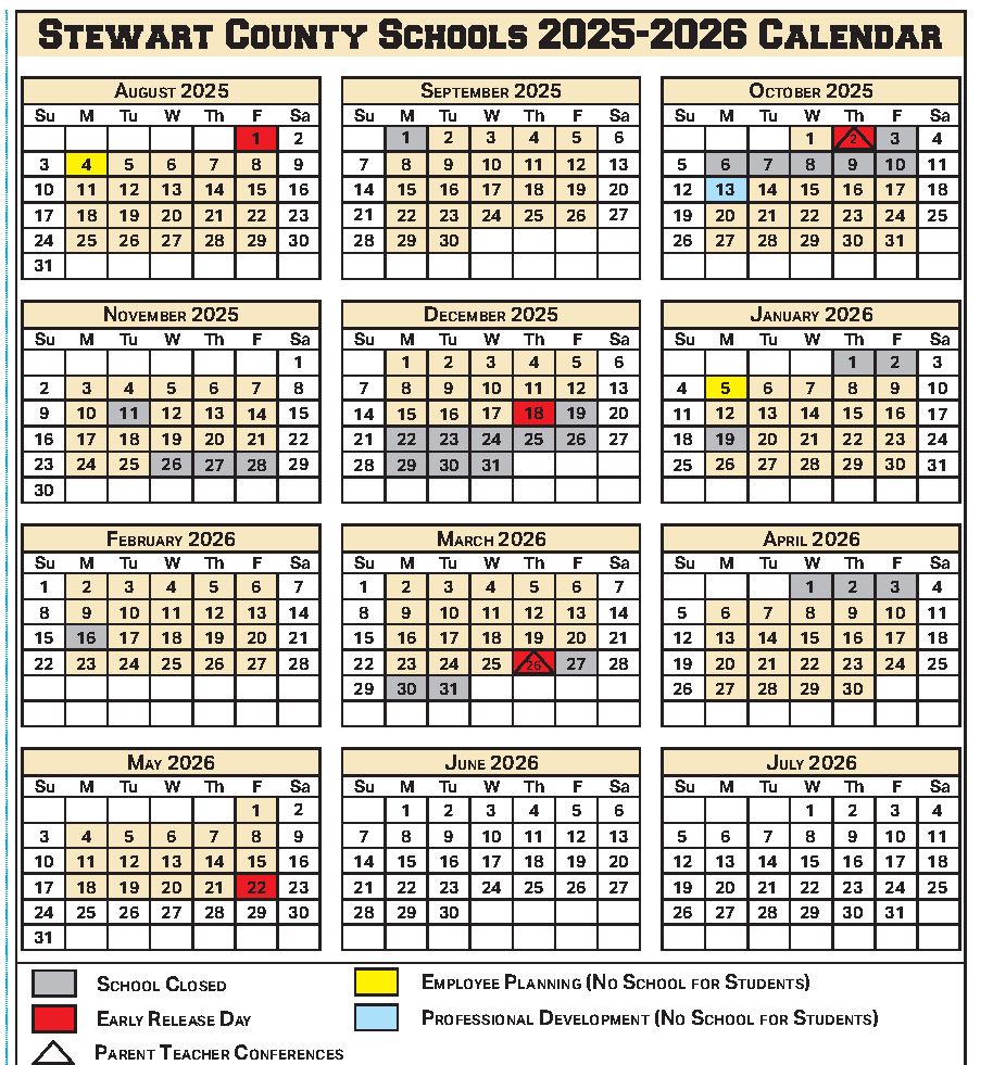 Stewart County Schools 2025 2026 Calendar Stewart County Standard